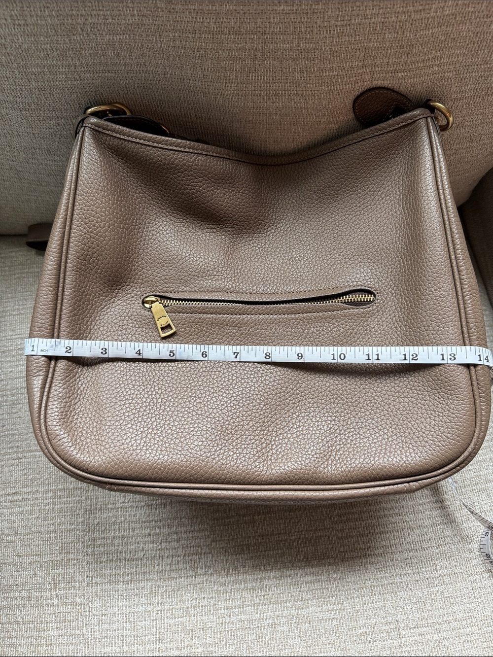 Coach Pebbled Leather Shoulder Bag in Taupe with Gold Hardware - Picture 10 of 13